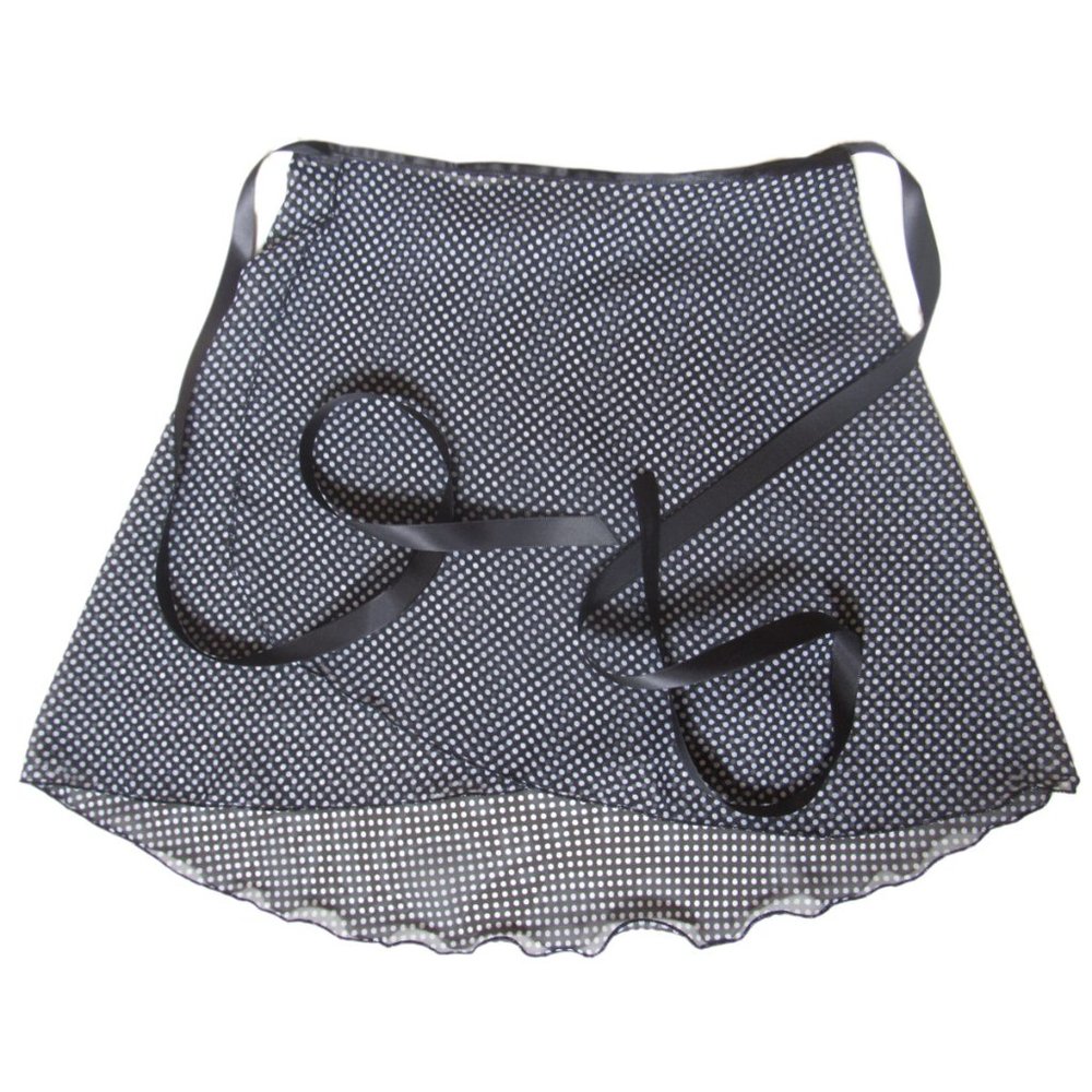 Black White Polka Dot Ballet Dance Yoga Skirt M/L High Low Fishtail Made in USA
